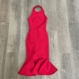 Elegant Red Halter Neck Dress